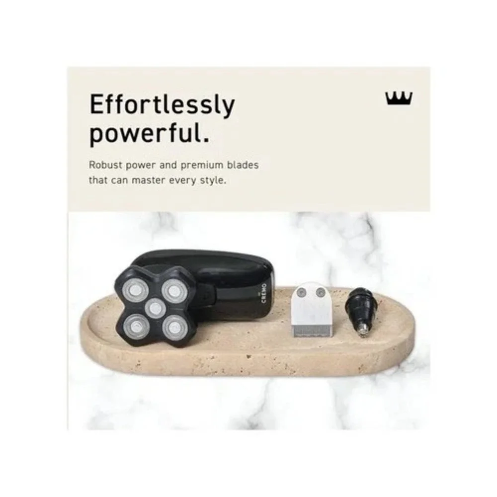 (New) Cremo 3-in-1 Electric Shaver with 3-in-1 Rotary Blades, Wet & Dry Cordless